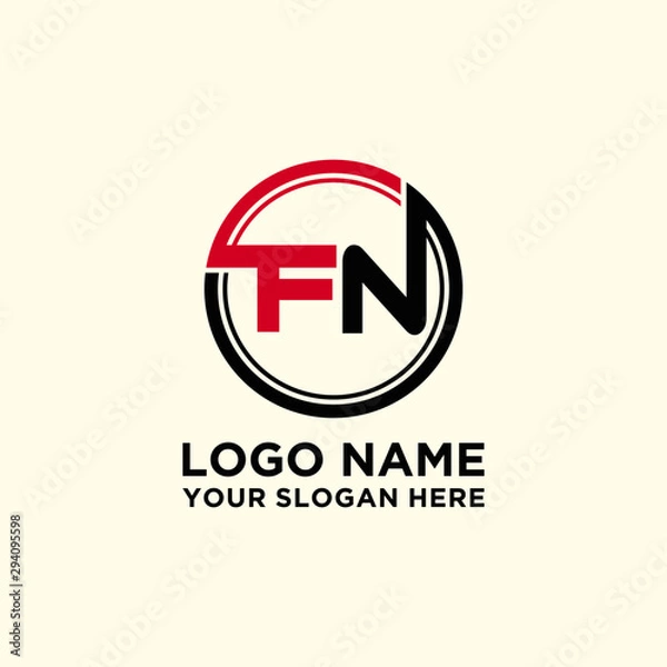 Fototapeta Circle logo with the letter FN inside. letters connecting with circles. Logo circle modern abstract