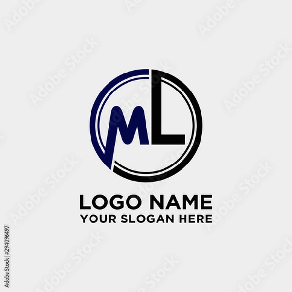 Obraz Circle logo with the letter ML inside. letters connecting with circles. Logo circle modern abstract