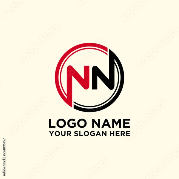 Fototapeta Circle logo with the letter NN inside. letters connecting with circles. Logo circle modern abstract