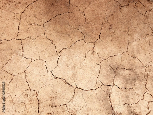 Fototapeta The ground has cracks in the top view for the background