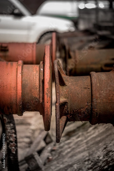Fototapeta old rusty pipes and valves