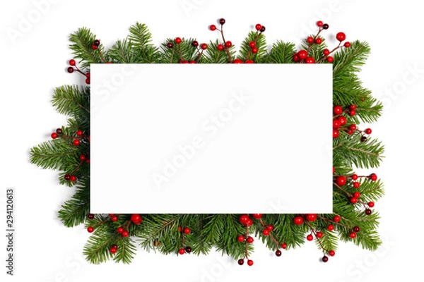 Fototapeta Christmas frame of tree branches