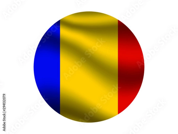 Fototapeta Chad Waving national flag with inside sticker round circke isolated on white background. original colors and proportion. Vector illustration, from countries flag set