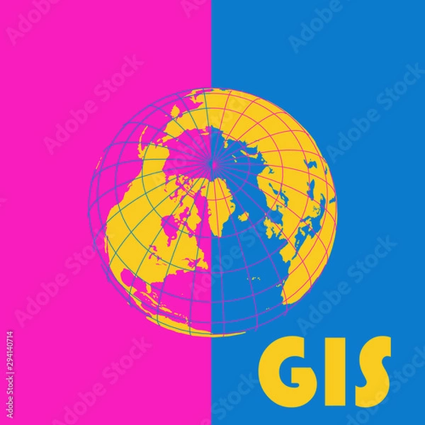 Obraz Gis and cartograthu logo in rose and blue colors