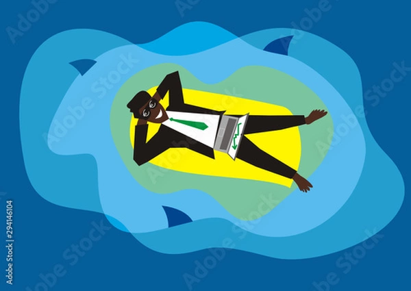 Fototapeta A businessman makes money on the stock exchange without any effort.