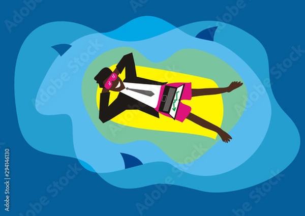 Fototapeta A businessman makes money on the stock exchange without any effort.