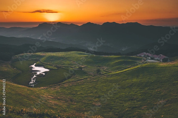 Fototapeta 奈良県　曽爾高原のススキと秋の夕景