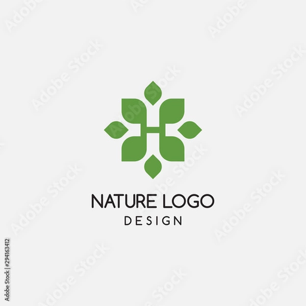 Obraz letter H leaf logo design template. natural - vector