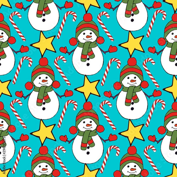 Fototapeta Vintage seamless pattern with vector holly pattern for paper design. Happy new year decoration. Vector graphic. Vector festive illustration. Holly berry christmas icon. Season greeting.