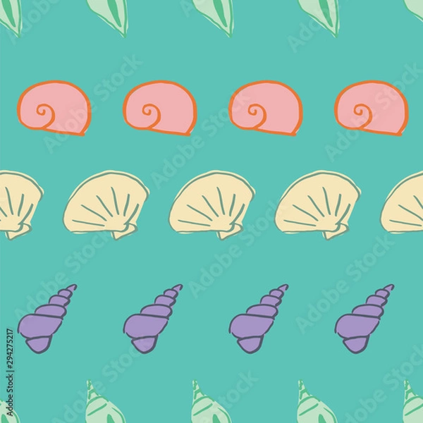 Fototapeta sea shells seamless pattern design