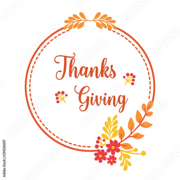 Fototapeta Poster thanksgiving, with pattern of autumn leaves frame. Vector