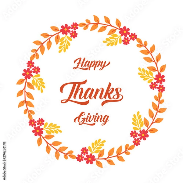Fototapeta Poster thanksgiving, with pattern of autumn leaves frame. Vector