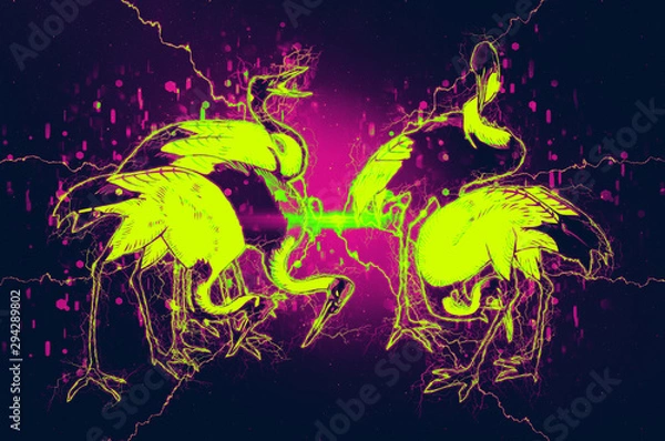 Fototapeta 浮世絵　鶴　その7　サイバー