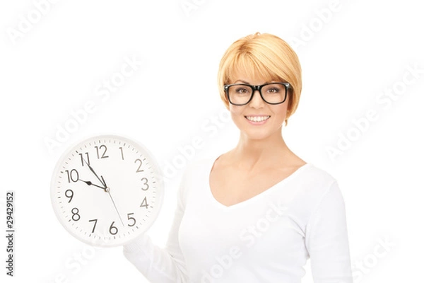 Obraz woman holding big clock