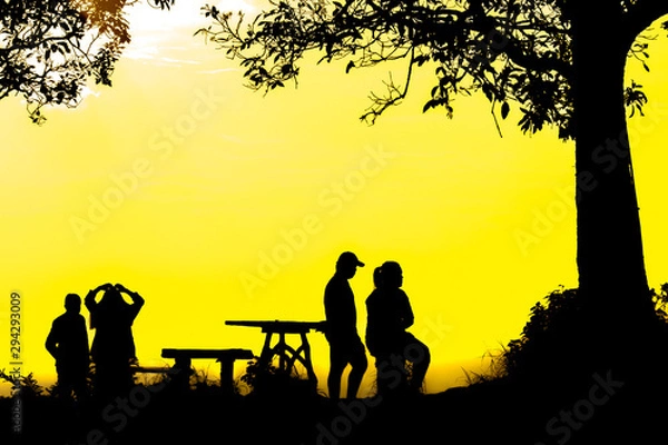 Obraz The abstract blurry background of people traveling, watching the scenery while traveling.