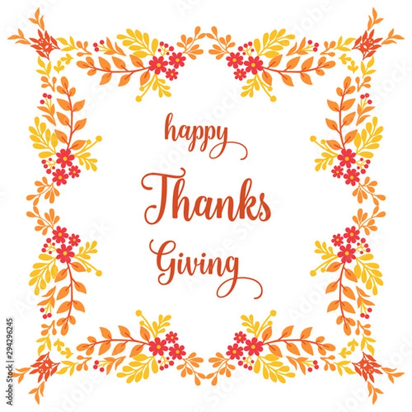 Fototapeta Texture of card thanksgiving, with vintage autumn leaf floral frames. Vector