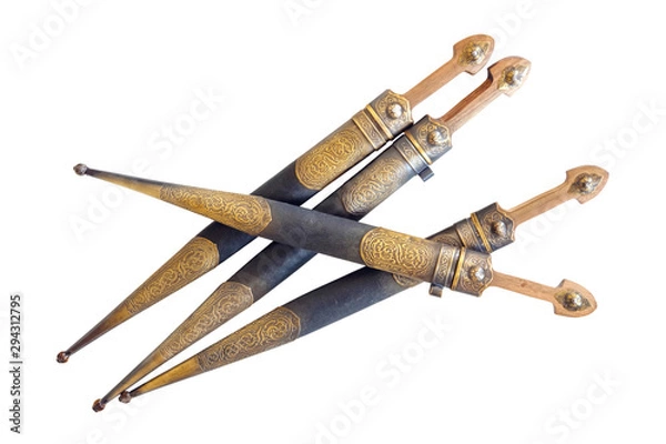 Obraz Set of Georgian daggers on white background, isolated