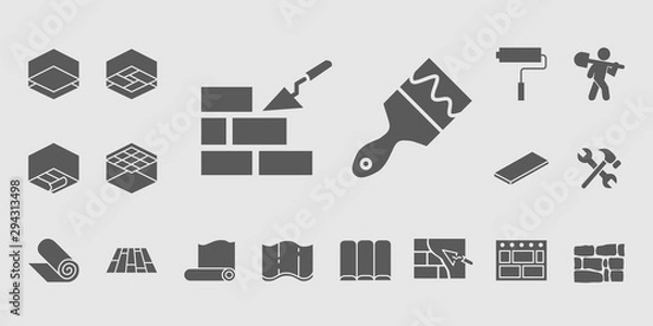 Obraz Construction icons set - Vector solid silhouettes on the topic of repair