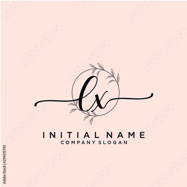 Fototapeta LX Beauty vector initial logo, handwriting logo.