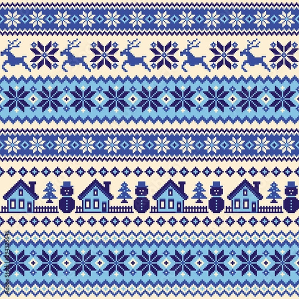 Fototapeta Seamless pattern of splendid North Nordic style