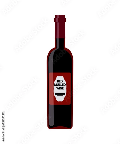 Fototapeta Mulled wine bottle isolated on white background