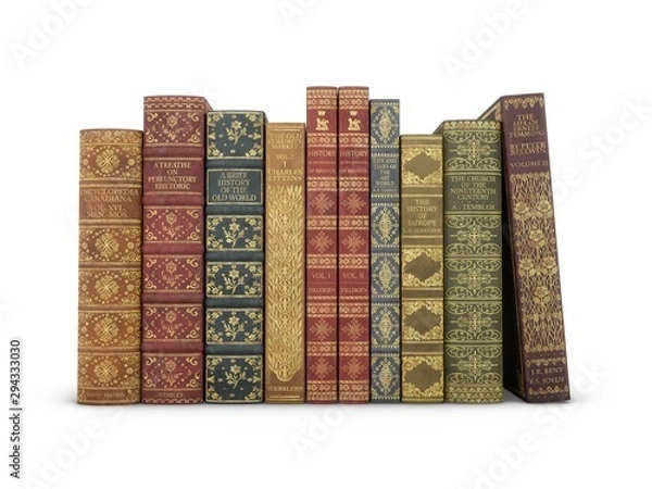 Obraz 3D rendering Old Books isolated on white background