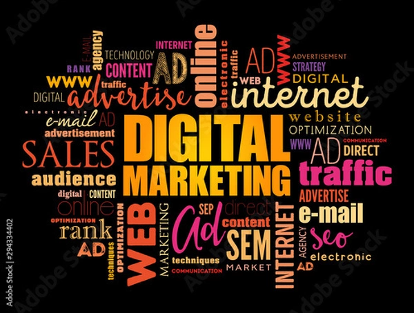 Fototapeta Digital Marketing word cloud collage, business concept background