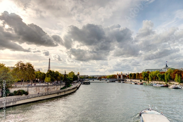 Fototapeta Paris, Riverside in autumn, HDR image