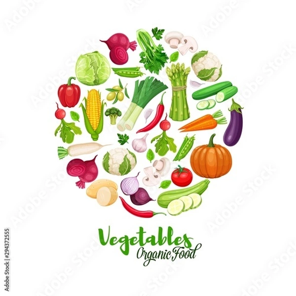 Fototapeta Vegetables round banner