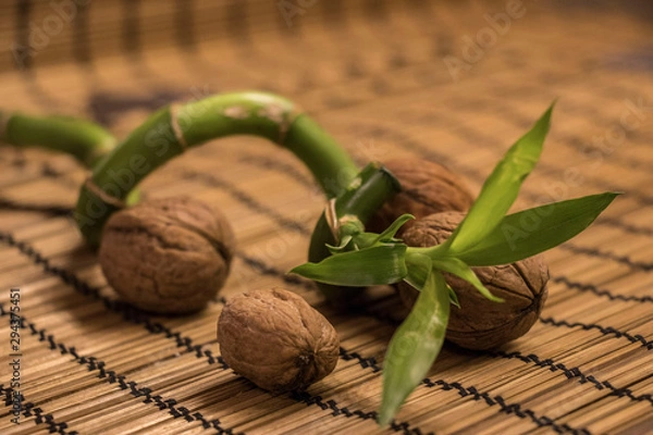 Fototapeta Bamboo and nuts