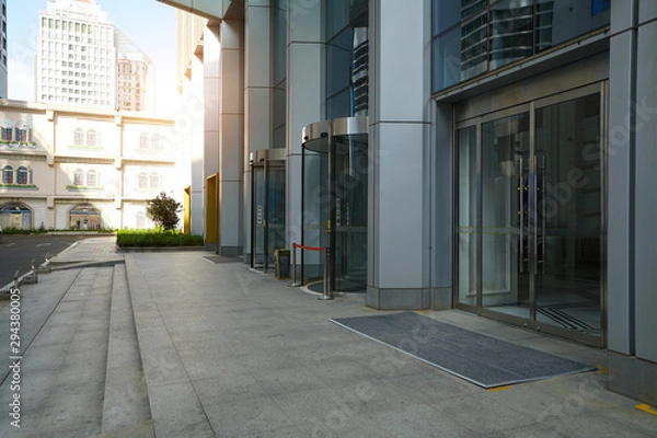 Fototapeta Empty Plaza and Modern Office Building, Qingdao, China