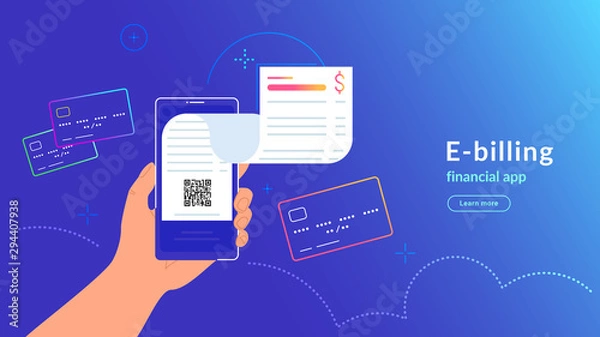 Fototapeta E-billing after payment by credit card via electronic wallet