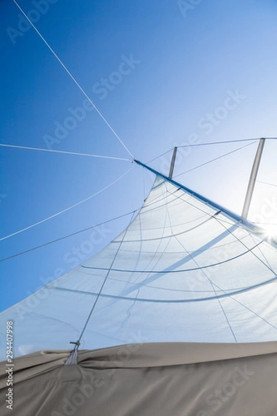 Fototapeta Sailing boat sails background