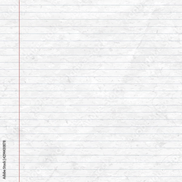 Fototapeta White squared note, notebook paper for text. Vector illustration background