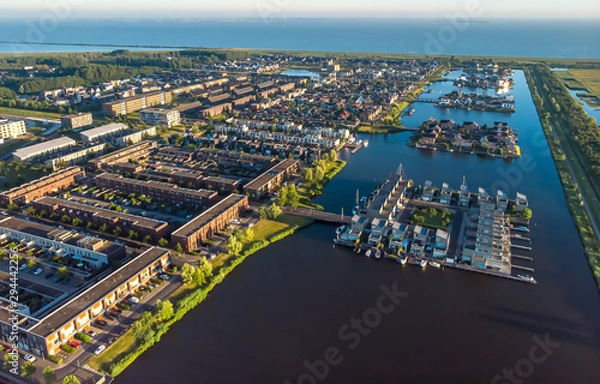 Obraz Aerial shot of a beautiful modern district in Almere, The Netherlands