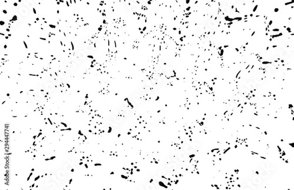 Fototapeta Small uneven spots and particles of debris. Abstract vector texture.  Distressed uneven background. Grunge texture overlay with fine grains isolated on white background. Vector illustration. EPS10.