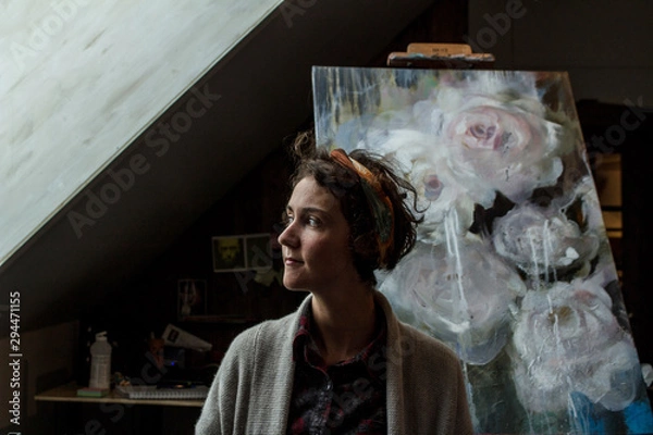 Fototapeta Peintre devant tableau