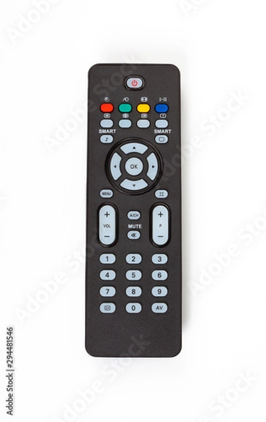 Obraz remote control for tv on the white background. top view