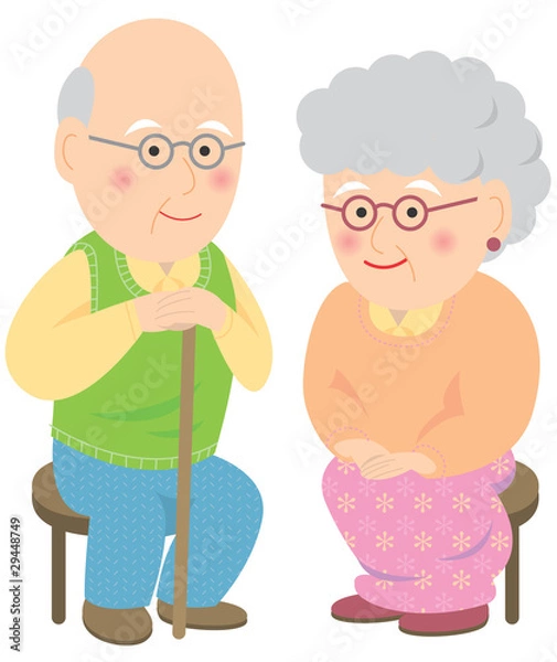 Obraz 笑顔で座る老夫婦