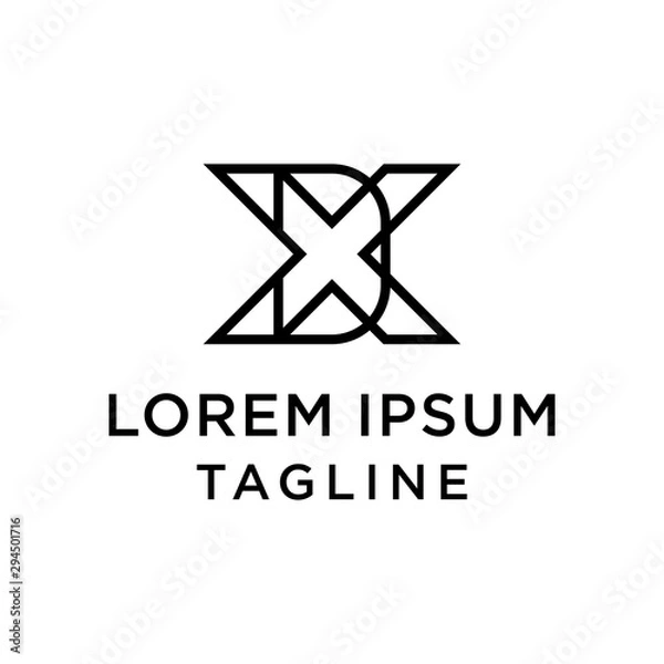 Fototapeta initial letter logo XD, DX logo template