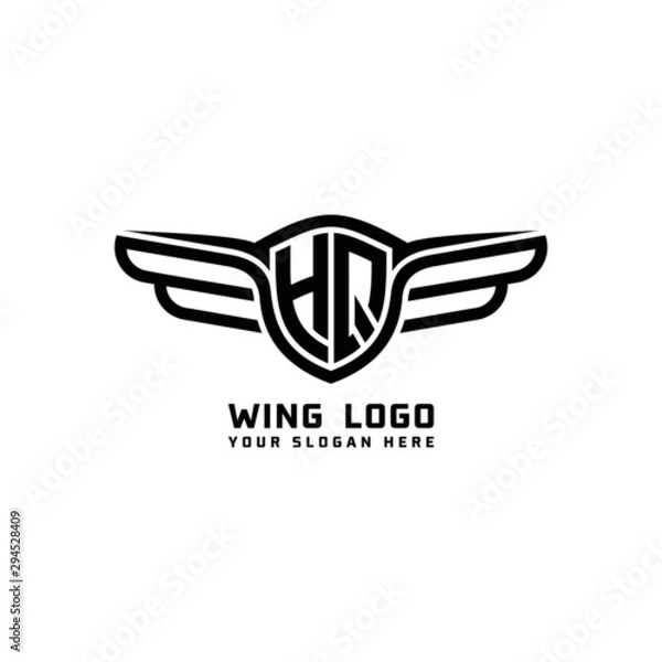 Fototapeta HQ initial logo wings, abstract letters in the middle of black