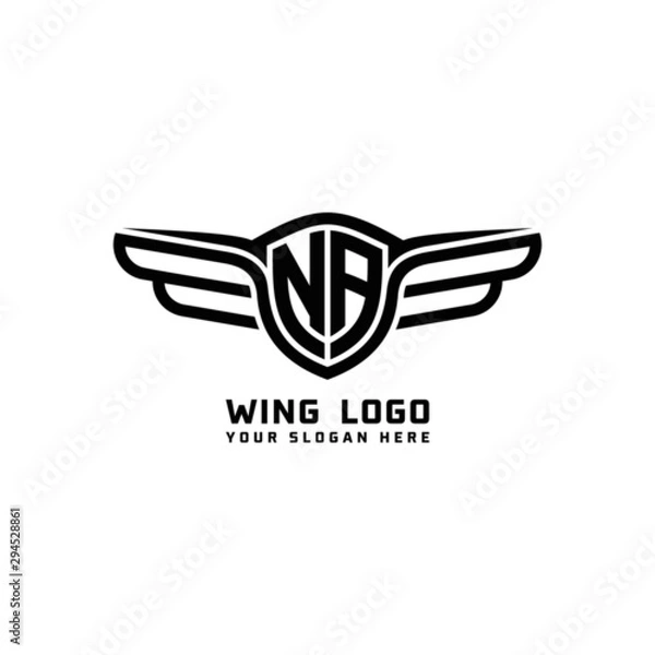 Fototapeta NA initial logo wings, abstract letters in the middle of black