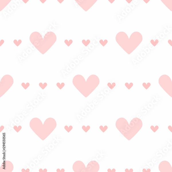 Fototapeta Romantic seamless pattern with hearts. Cute repeated print. Simple vector illustration.