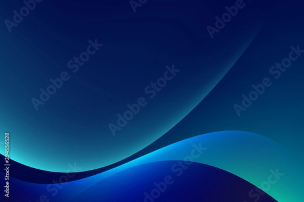 Fototapeta Abstract background glow curve lines on dark blue green background luxury copy space