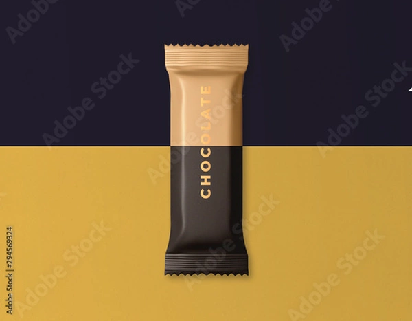 Obraz split colored package with chocolate bar and Lettering