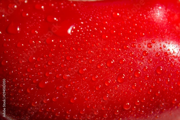 Obraz close up Red pepper with waterdrops