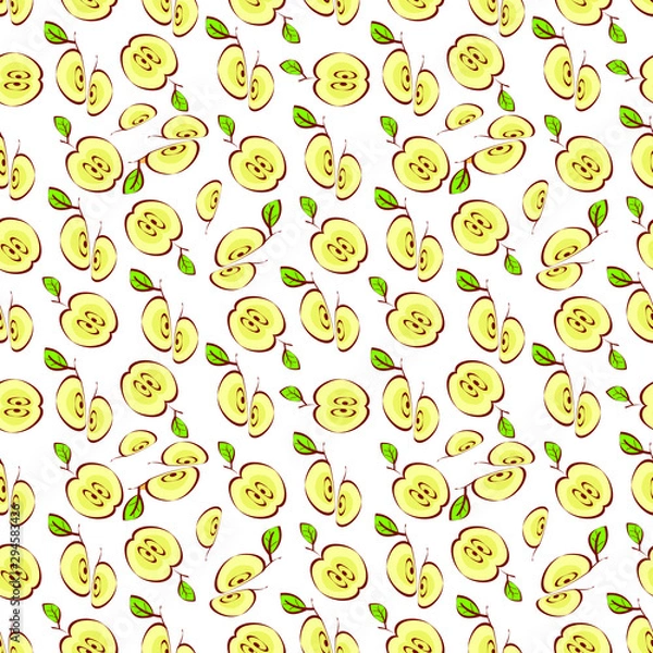 Fototapeta Vector seamless pattern with apples. Isolated on white. Fruit background for package, tablecloth, fabric, wallpaper, textile, web design.