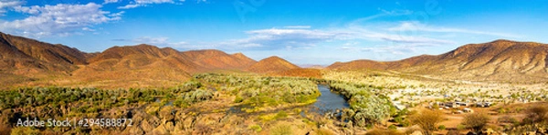 Obraz Panorama of Kunene river and Epupa falls, Kaokoland, Namibia, Africa