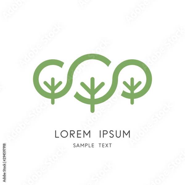 Obraz Nature reserve logo - green trees and forest symbol. Ecology and environmental protection, national park and botanical garden vector icon.