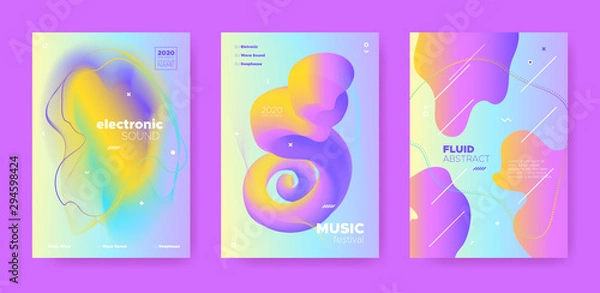 Fototapeta Techno Music Poster. Abstract Gradient Shape. 